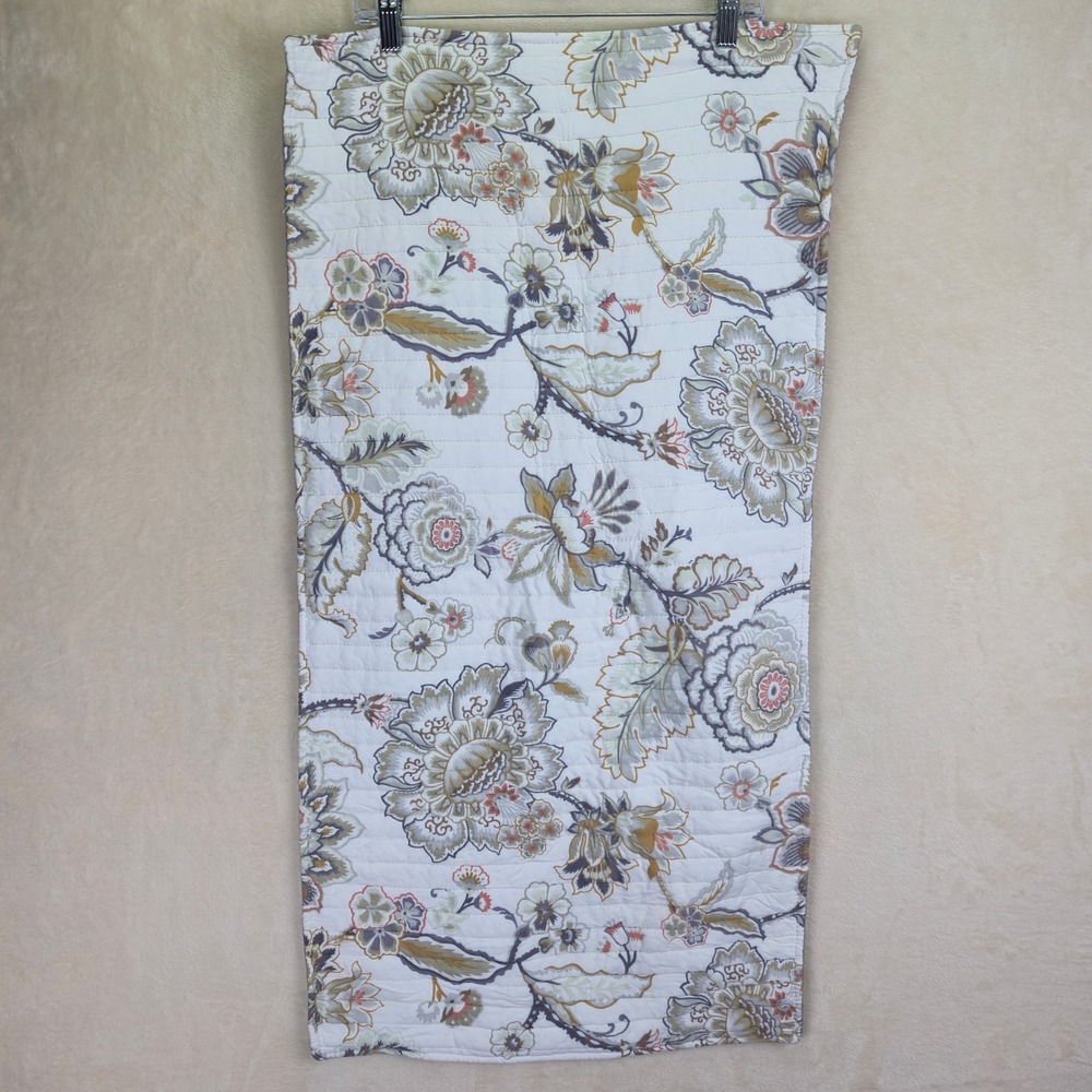 Bee & Willow Home Quilted‎ Floral Pillow Sham King Size Cottagecore Gray